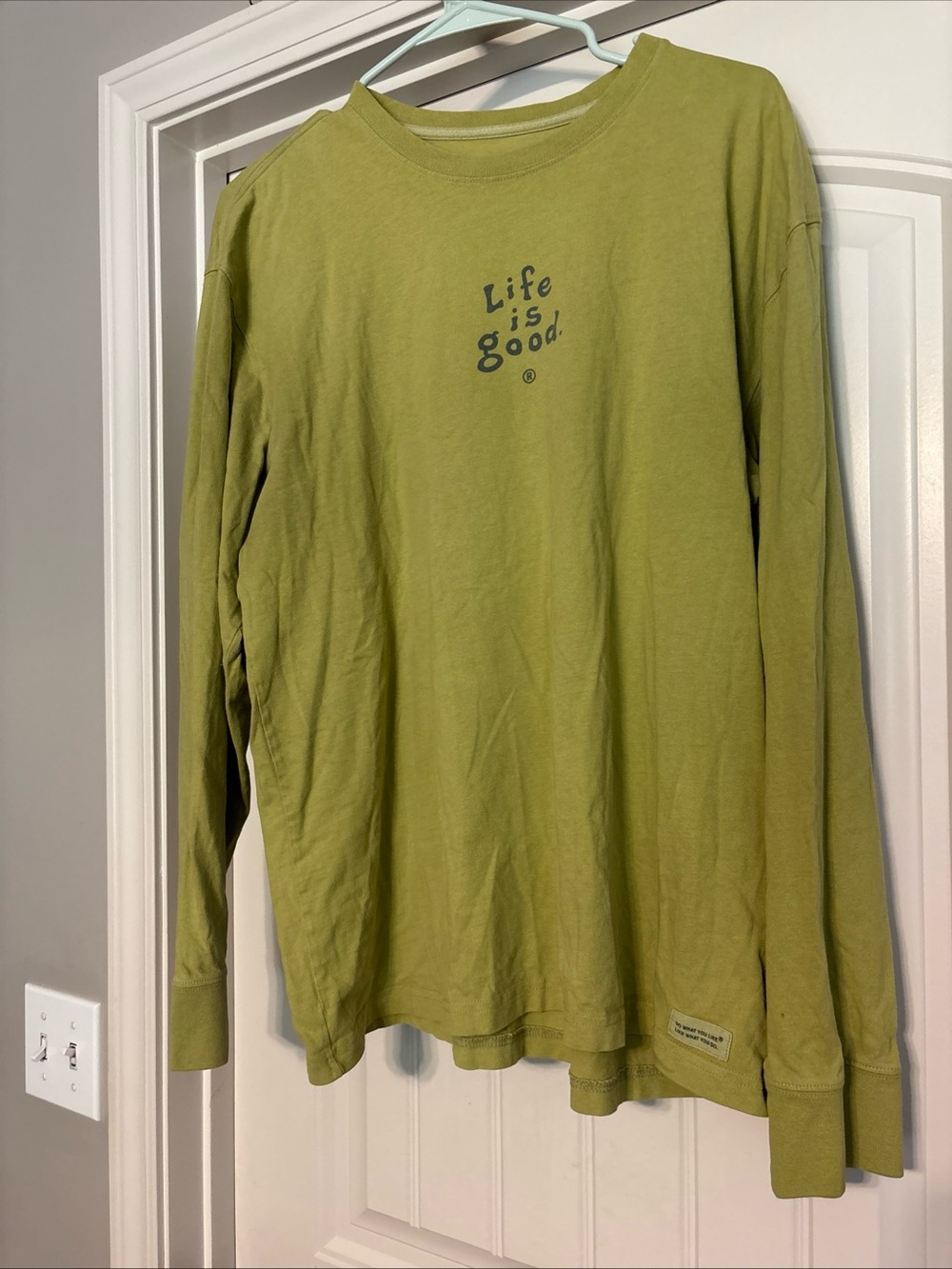 Life Is Good Olive Crewneck Tee with Center Logo